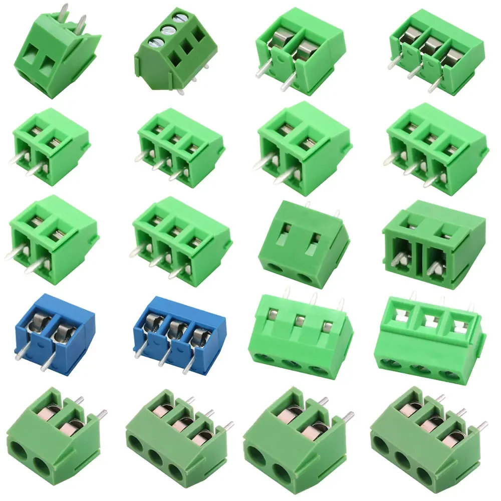Bornes de raccordement à vis pour PCB, pas de 2.54/3.5/3.81/3.96/5.0/7.5/7.62/8.5mm, type bloc, KF103/126/128/301/350, 2 broches/3 broches