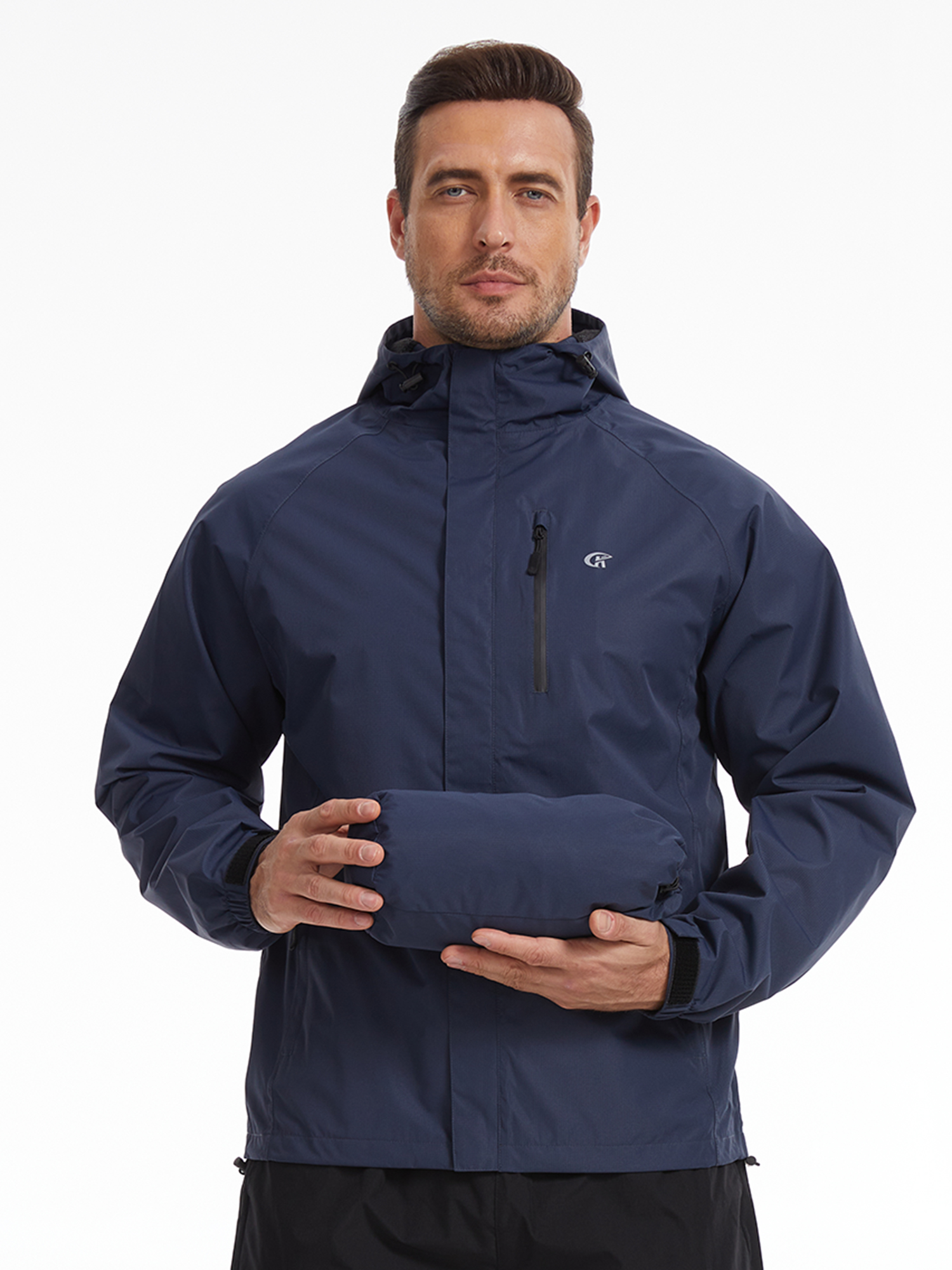 Jas Hujan Pria Musim Panas, Jaket Ringan Anti Air, Jaket Hujan Tipis dengan Kantong Dalam untuk Berkemah, Mendaki, Bersepeda, Memancing