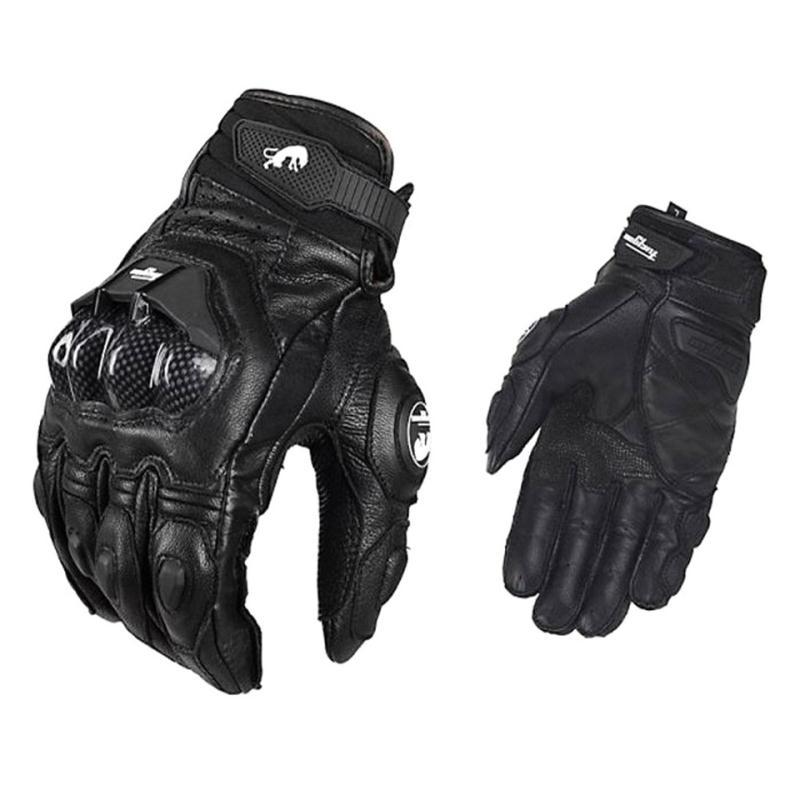 Guantes de moto de carreras negros para hombre, guantes táctiles blancos de cuero genuino para montar en carretera, guantes de moto para las cuatro estaciones, talla: S-2XL