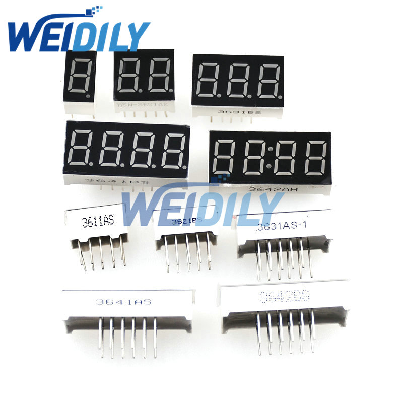 5 uds pantalla LED de 0,36 pulgadas 7 segmentos 1 Bit/2 Bit/3 Bit/4 Bit tubo de dígitos cátodo común rojo/ánodo Digital 0,36 pulgadas led 7 segmentos