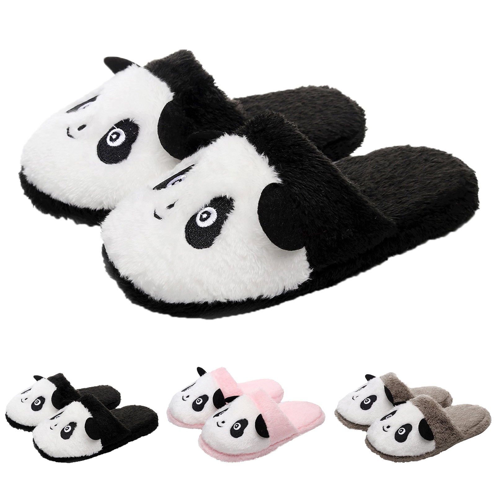 Chaud mignon Panda maison pantoufles doux antidérapant polaire en peluche maison chaussures antidérapant 2024 chaussures de mode hiver moelleux pantoufles Zapatos