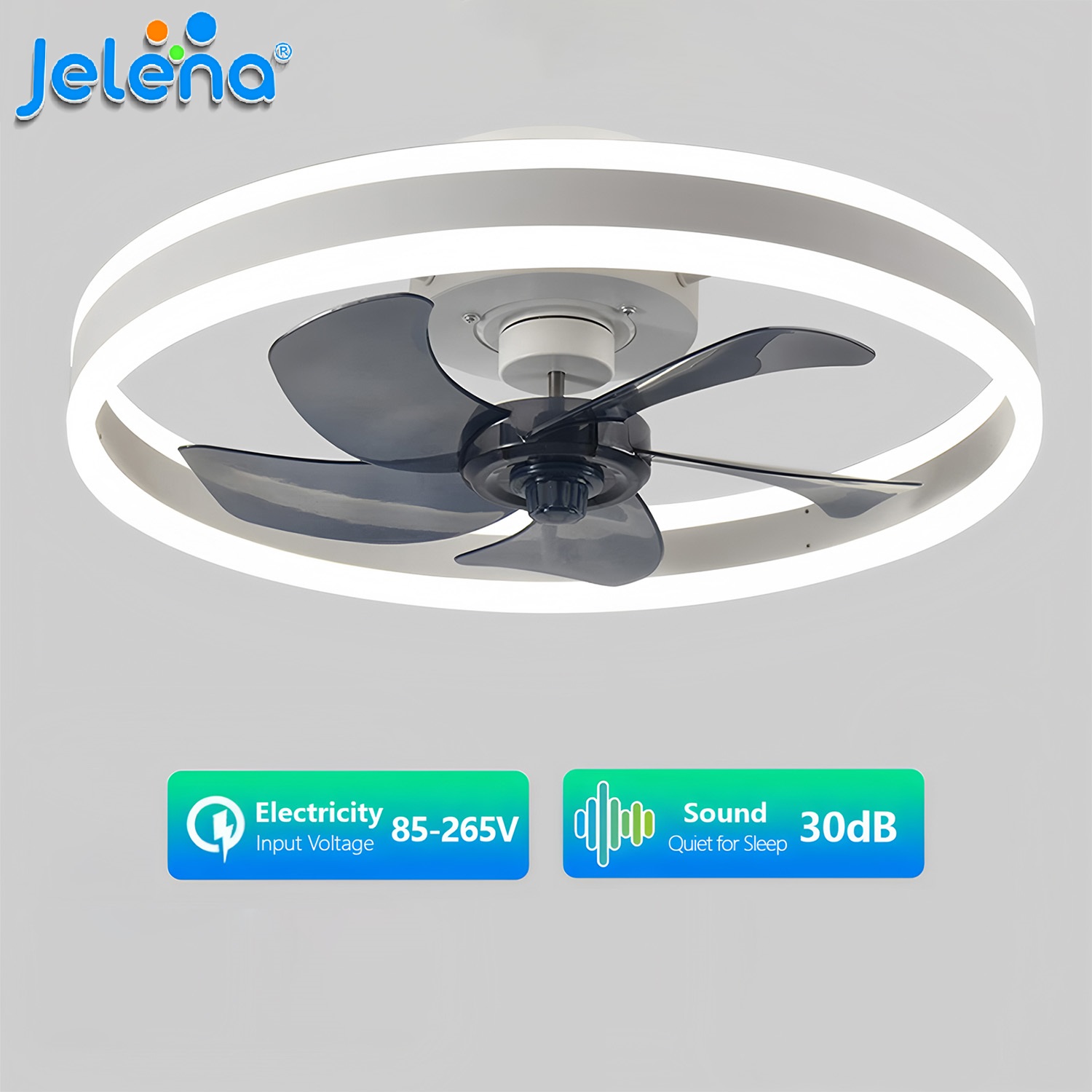 Luminária de Teto LED Inteligente Jelena com Controle Remoto e APP, Ventilador de Teto Moderno de 50CM para Quarto e Sala de Estar, Decoração para Apartamento e Casa