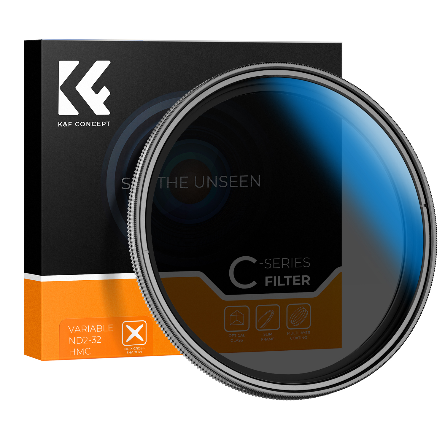 Filtre ND Variable K&F Concept ND2 ND32 67mm 82mm 37-82mm Série C pour Objectif d'Appareil Photo