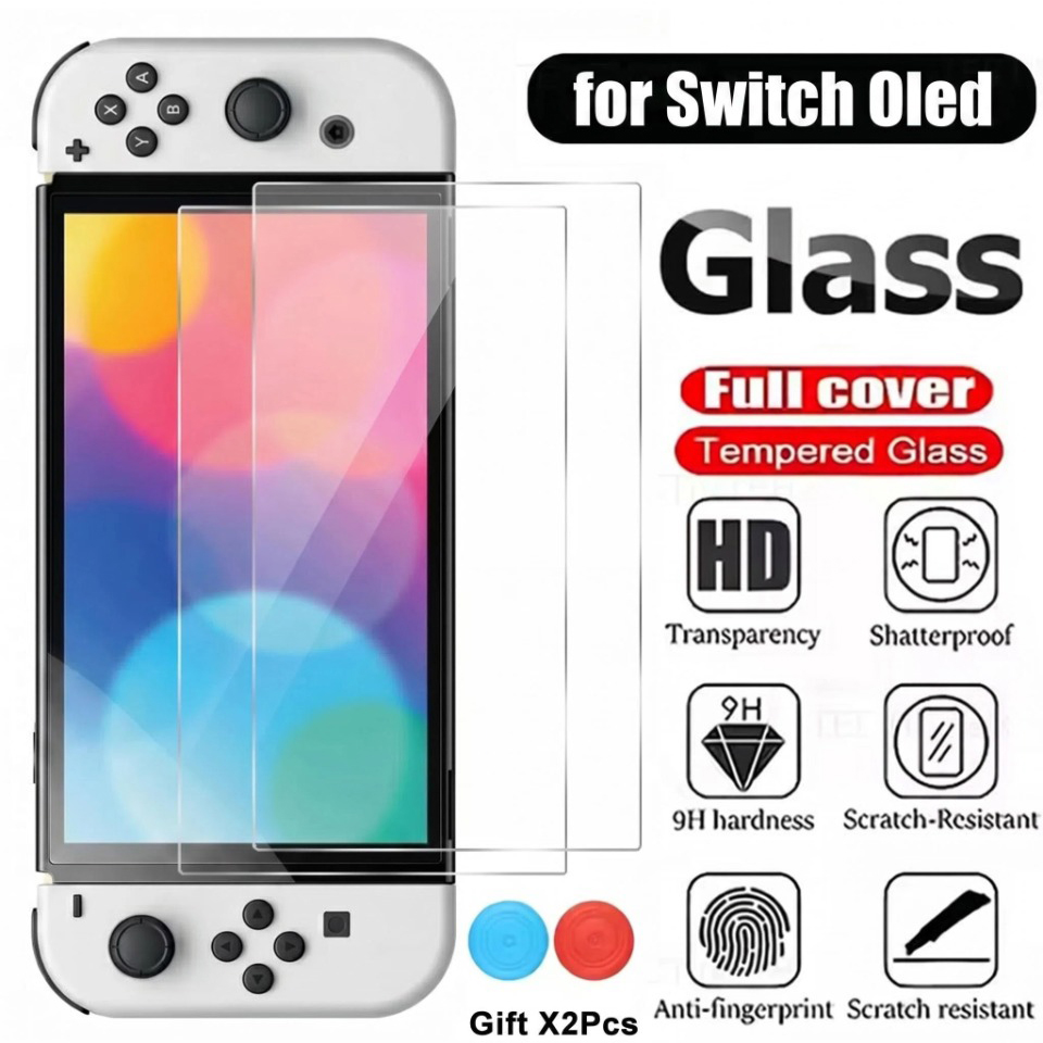 1/2 Stück HD Premium Gehärtetes Glas Displayschutzfolie für Nintendo Switch OLED Konsole Klare Schutzfolie für NS OLED Zubehör