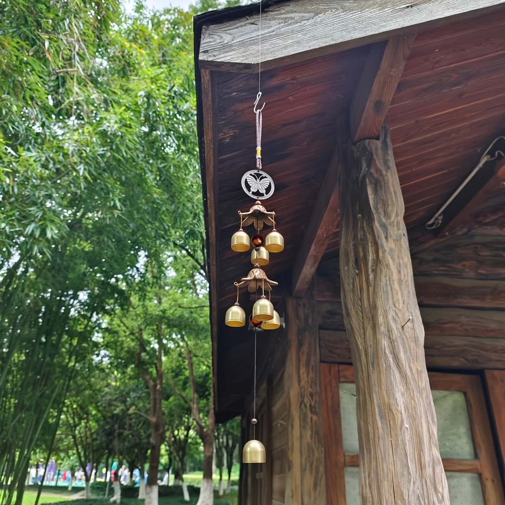 Podwójny metalowy dzwonek wisiorek wiatr, mosiężna dekoracja wisząca dzwonek, odpowiedni do domu Patio wiszące na ścianie, prezent dla przyjaciela