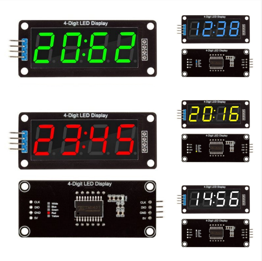 TM1637 Pantalla LED de 0,56 pulgadas Tubo digital Decimal 7 segmentos Reloj de 4 dígitos Módulo de puntos dobles Placa de controlador serie