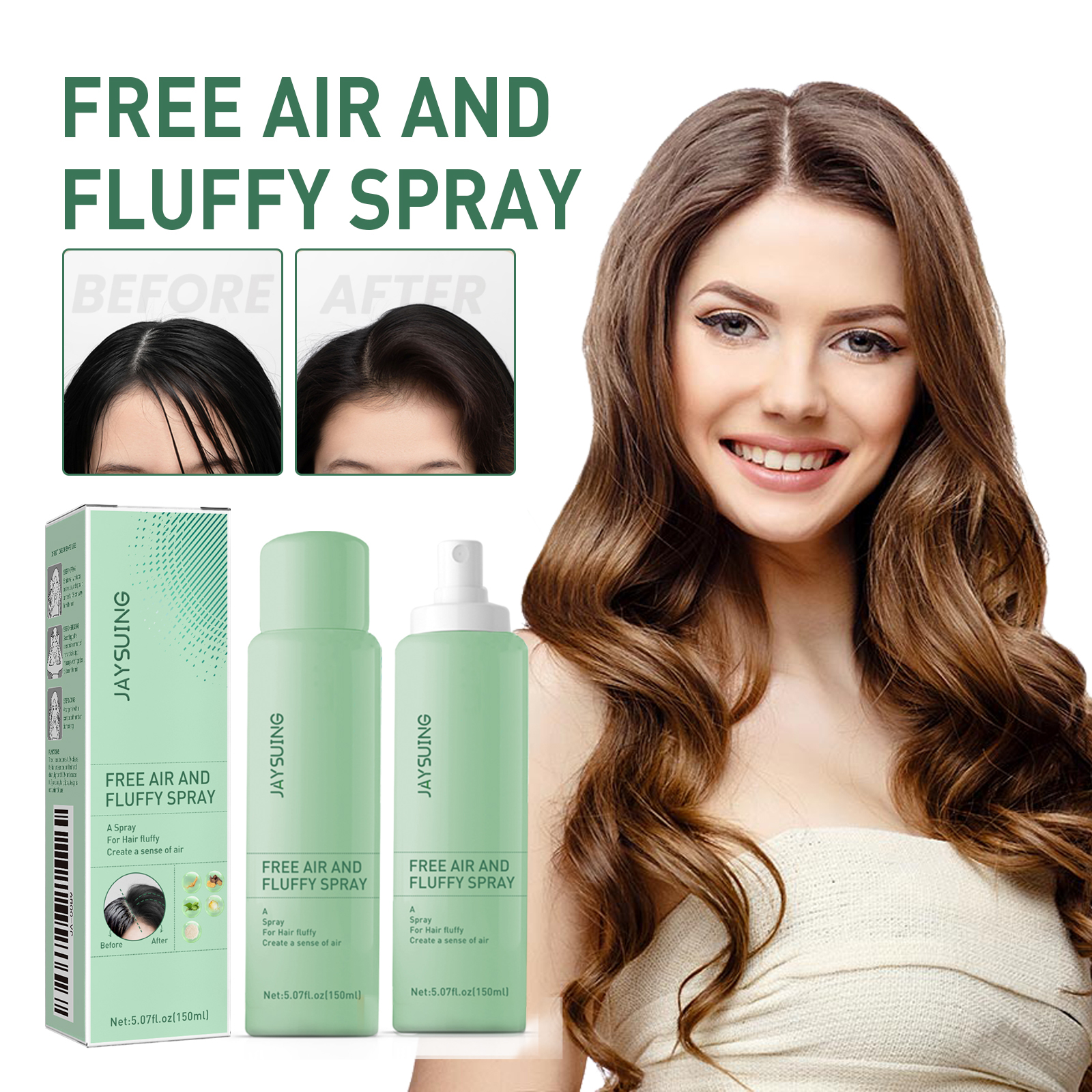 Fluffy Volumizing Hair Spray, Ölkontrolle, erfrischend, absorbieren Fett, saubere Kopfhaut, Luftgefühl, waschfreies Trockenshampoo, Styling-Mousse
