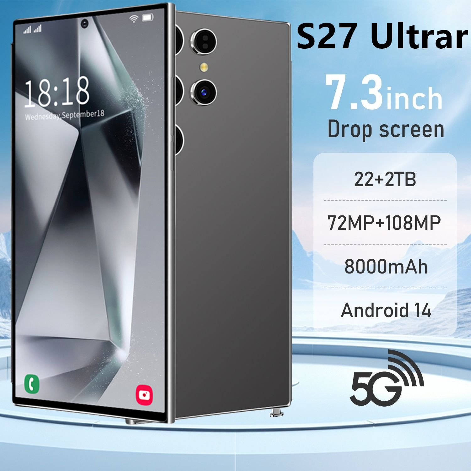 2026 Высококачественный S27 Ultra: Оригинальный интеллектуальный смартфон с поддержкой 4G/5G, двумя SIM-картами, двойным режимом ожидания, глобальная версия, аккумулятор 7800 мАч