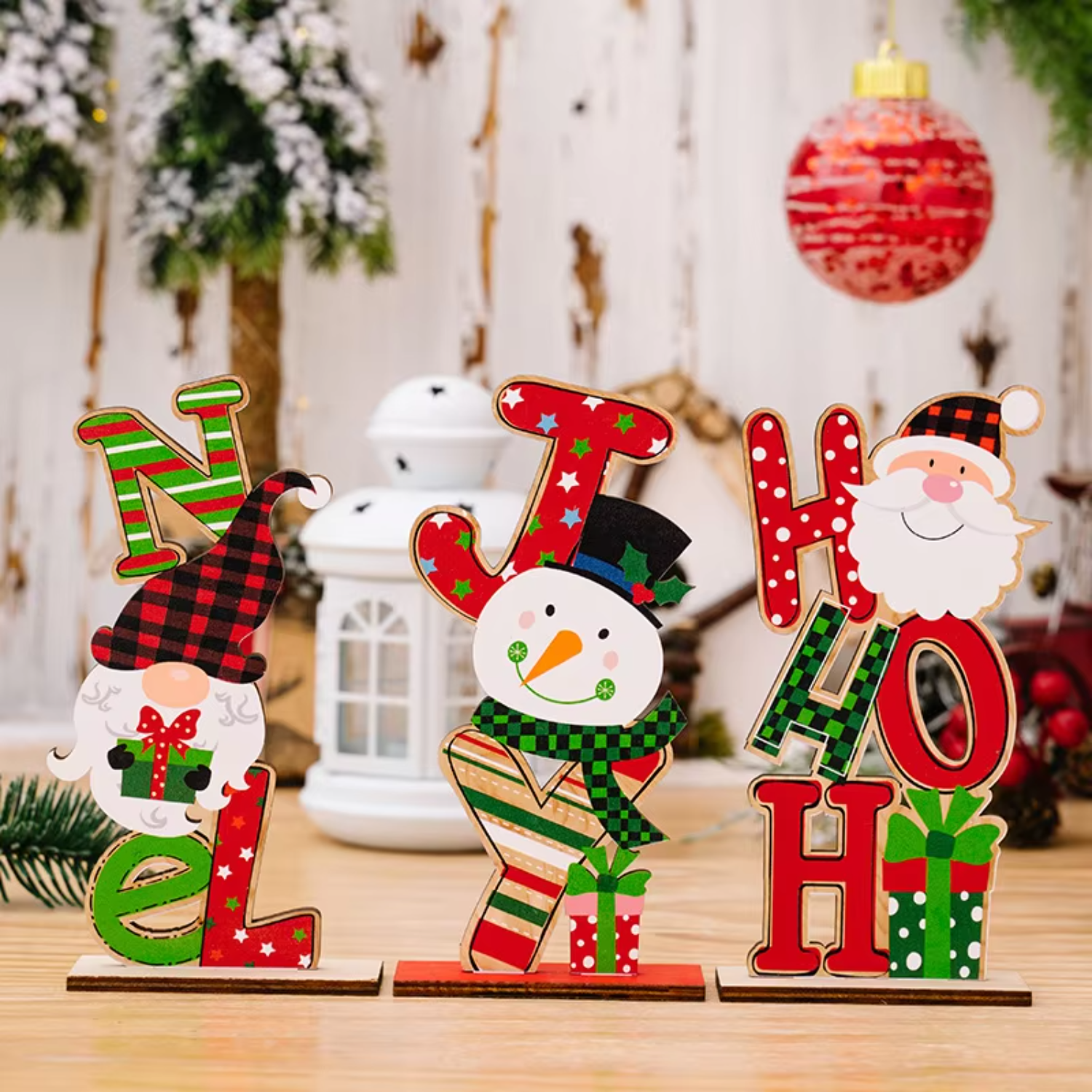 Mesa de árvore de Natal DIY de madeira de qualidade com luzes enfeites de Natal