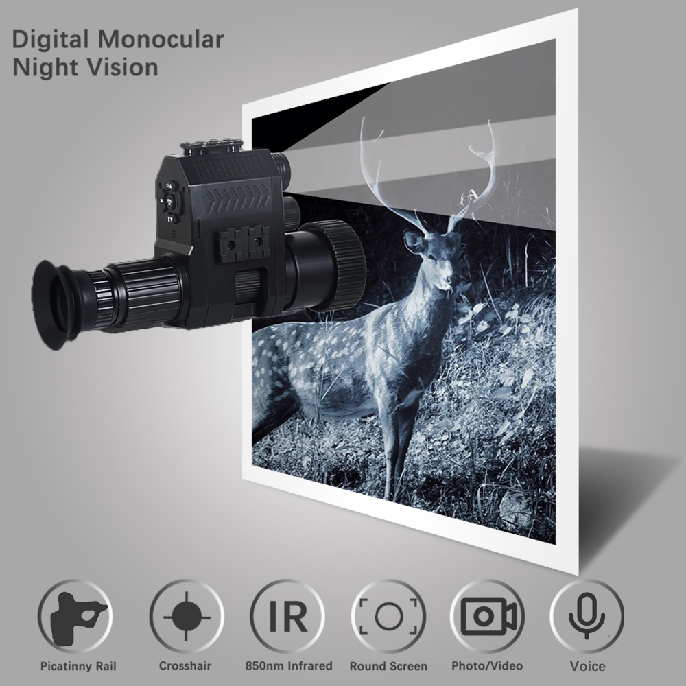 NK007S Pantalla de 1,2 pulgadas Monocular visión nocturna alcance cámaras de vídeo mira telescópica infrarroja caza miras ópticas