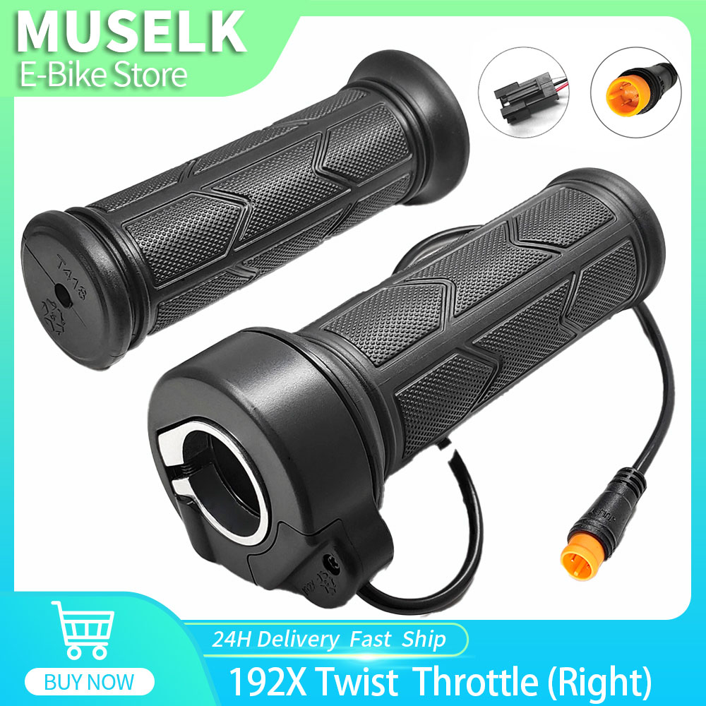 Electric Bicycle WUXING 192X Full Twist Throttle Right Handle Throttle Waterproof/SM Connector for E Bikes or Electric Scooter