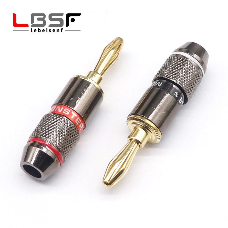 Adaptor Speaker Monster, 2 buah/1/2/4/8 pasang colokan pisang Monster 24K berlapis emas tembaga murni sekrup konektor Audio