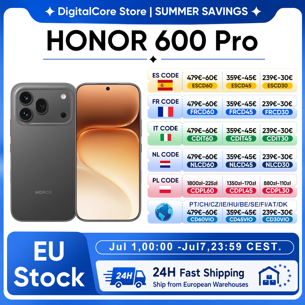 HONOR 600 Pro 5G Smartphone Versión EU Snapdragon 8 Elite Pantalla AMOLED de 6.57” 6400mAh 80W SuperCharge 50W Inalámbrico 12GB+512GB 200MP IA Ultra Night Diseño unibody metálico eSIM Botón IA NFC