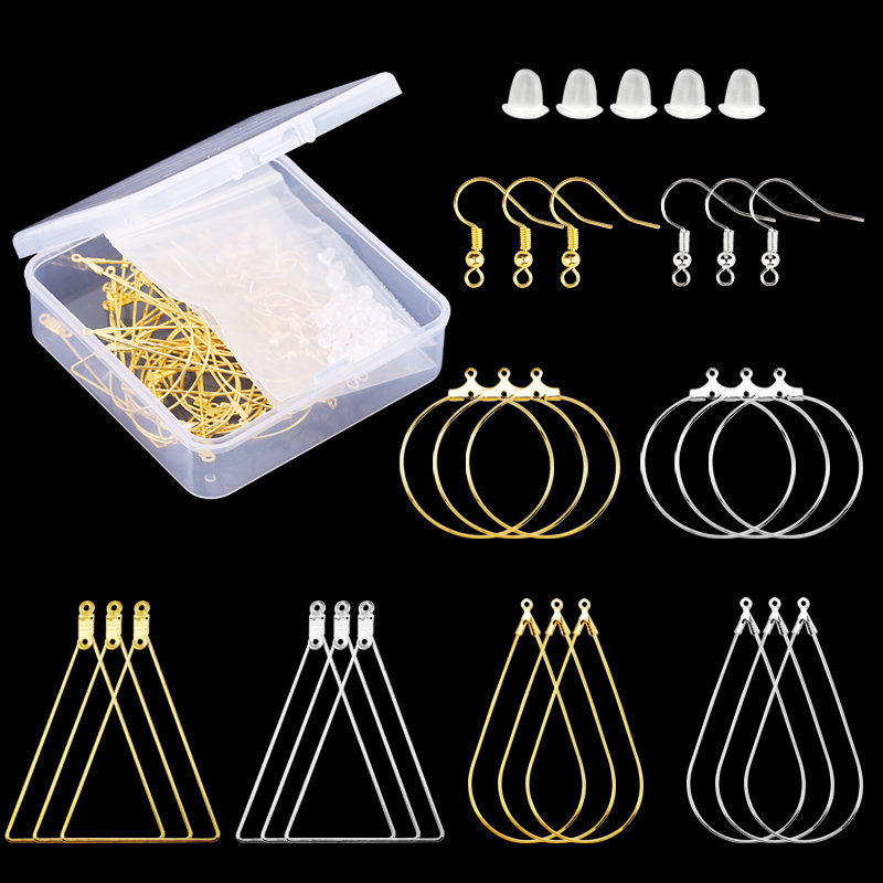 Silber Gold Farbe Kupfer Creolen Ohrringe Kit Ohrringe Verschlüsse Haken Ohr Draht Creolen Drähte Für DIY Schmuck Machen Liefert