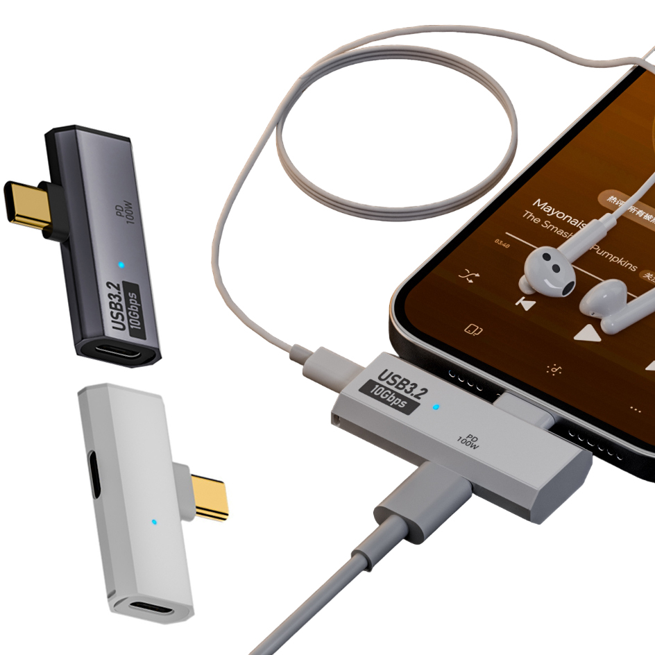 Adaptador de transferencia de datos USB C, cargador de auriculares tipo C, divisor de carga rápida PD de 100W, 10Gbps, para teléfonos móviles y portátiles