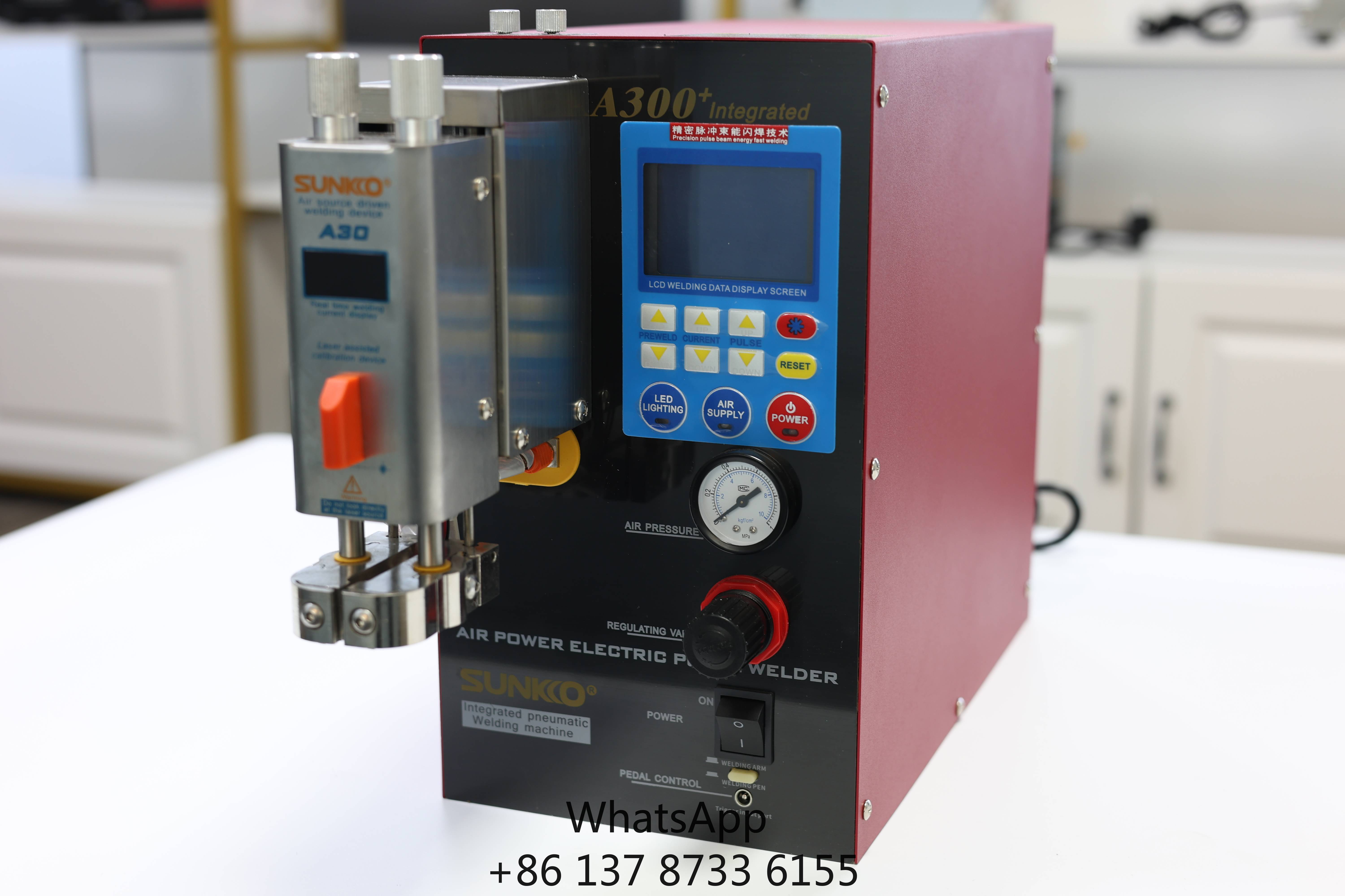 Sunkko a300 + compressor de ar embutido, soldador pneumático integrado de bateria de lítio, 6000w, 1200a, grau industrial pneumático