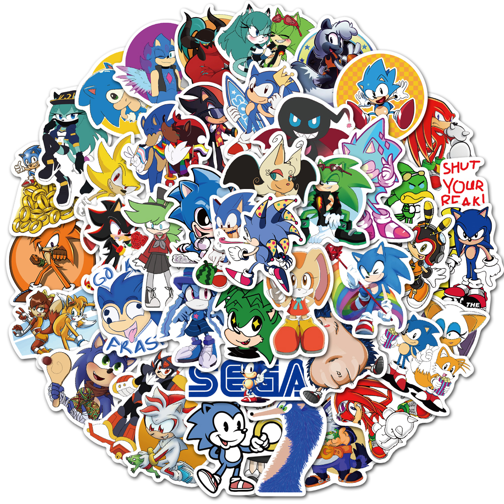 50 sztuk/paczka Sonic naklejki kreatywna kreskówka jeż naklejka na lodówkę Graffiti książka bagażowa naklejka na notes prezenty dla dzieci