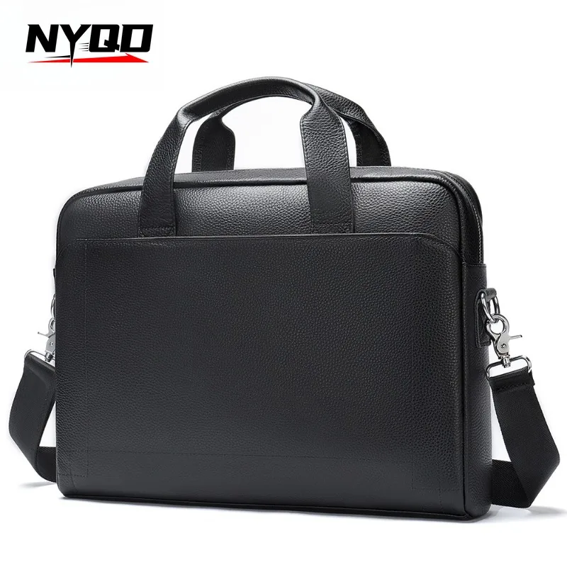 Obere Schicht-Aktentasche aus Rindsleder für Herren, Leder-Laptop-Handtasche, diagonales Kreuz, Bürotasche, Institution von Муж Lorenzo Lorenzo Bolsos para hombre