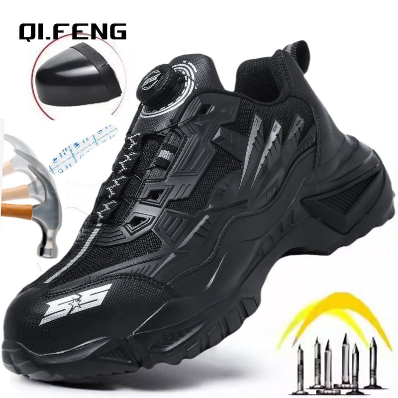 Herenschoenen met stalen neus Arbeidsbeschermingsschoenen Outdoor Grote maten werkschoenen Mesh hoogteverhogende casual modieuze sneaker