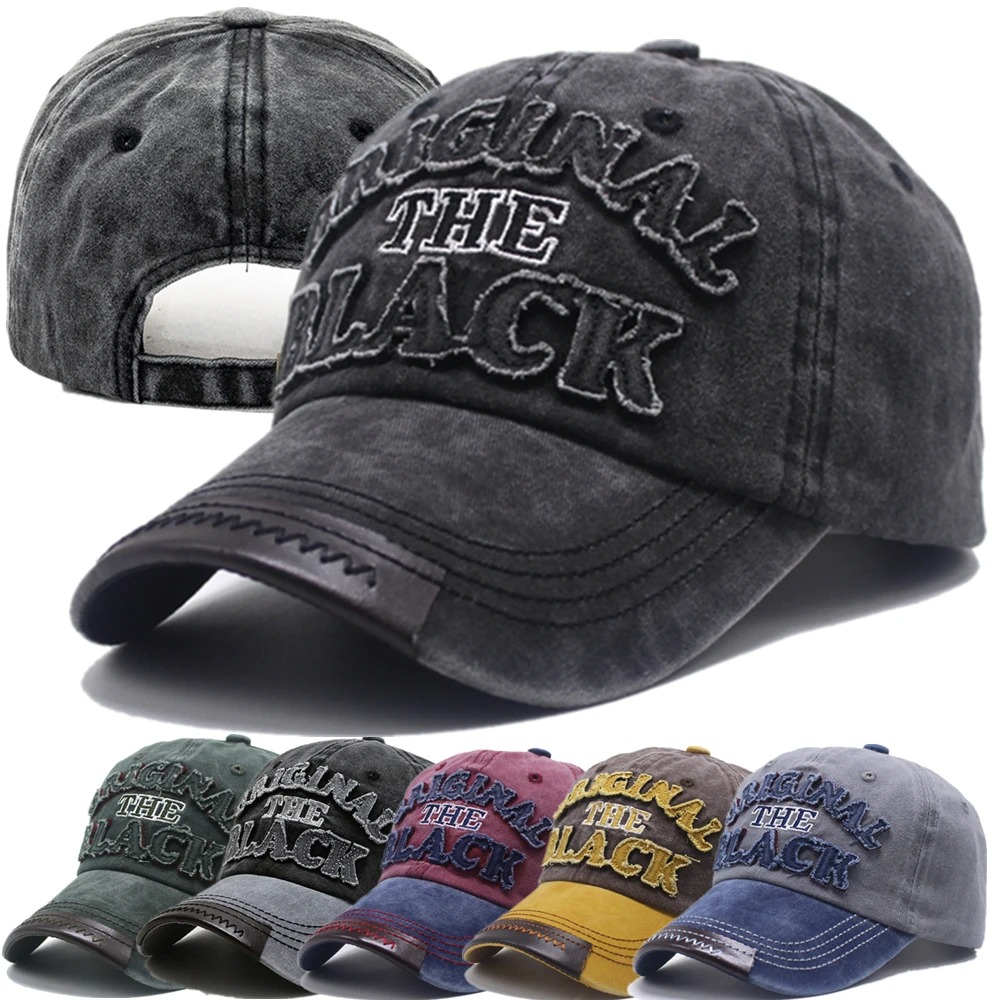 Casquette de Baseball Vintage unisexe, chapeaux en coton délavé pour hommes et femmes, casquette décontractée avec lettres noires brodées, casquette de sport de plein air