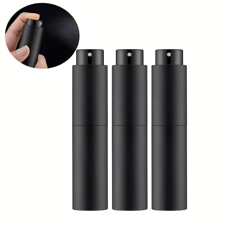 Atomizador de perfume de viaje de 10 ml, contenedor de colonia recargable, botella de spray vacía adecuada para tamaño mini atomizador (negro)
