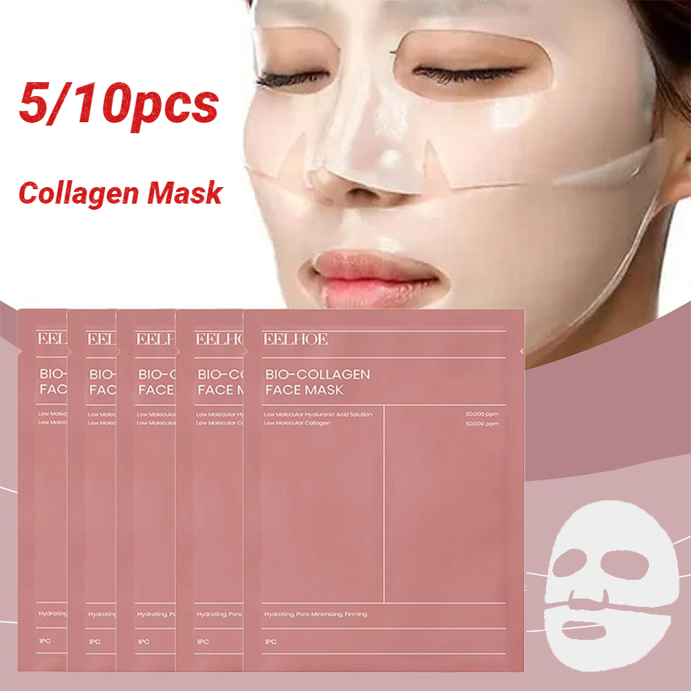 5/10 pçs máscara facial de colágeno hidratante refrescante brilho nutrir hidratação profunda hidratante parece luz colágeno cuidados com a pele
