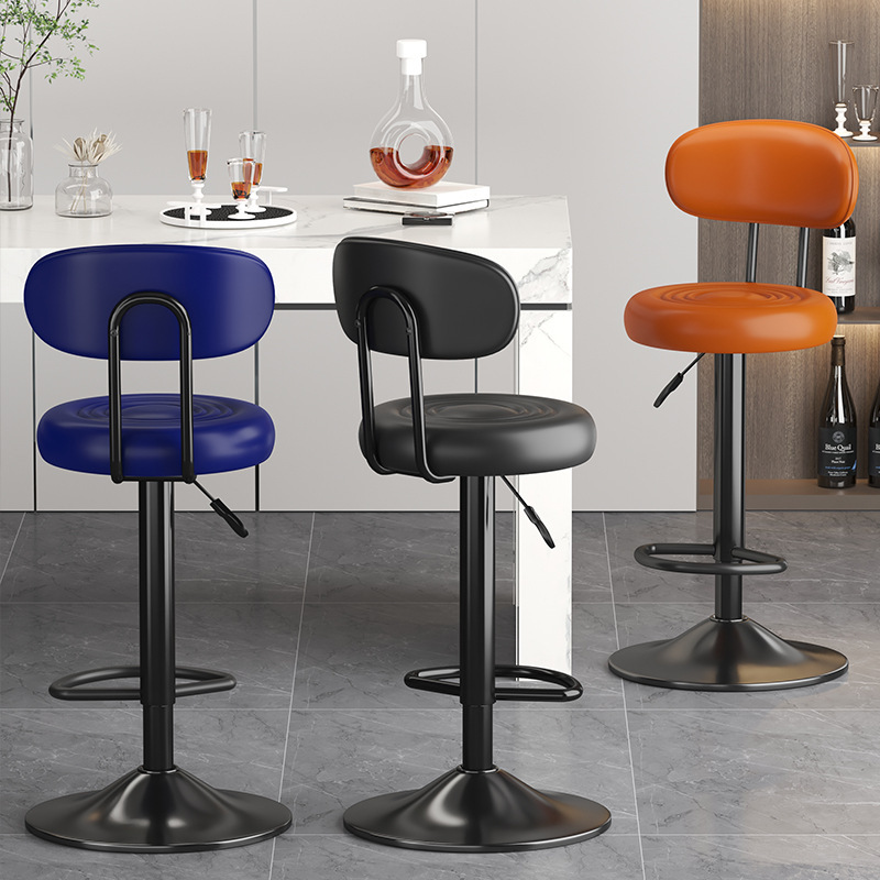 Cadeiras de bar giratórias de metal, balcão nórdico, conjunto de móveis de couro, alto e moderno, luxo, banco de cozinha, dourado, cadeiras de bar para mesa de bar