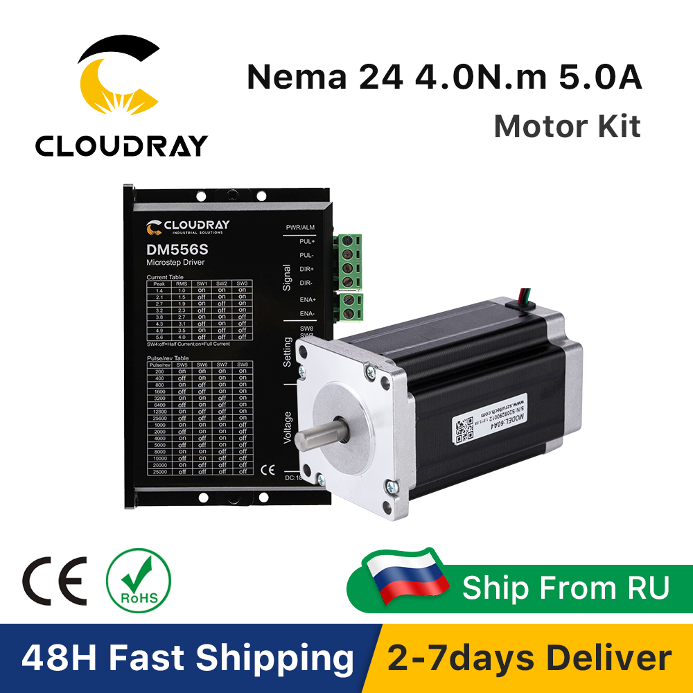 Cloudray Nema 24 Kit de pilote de moteur pas à pas boucle ouverte 4.0N.m 5A 1.4A-5.6A 18-50VDC pour imprimante 3D fraiseuse de gravure CNC