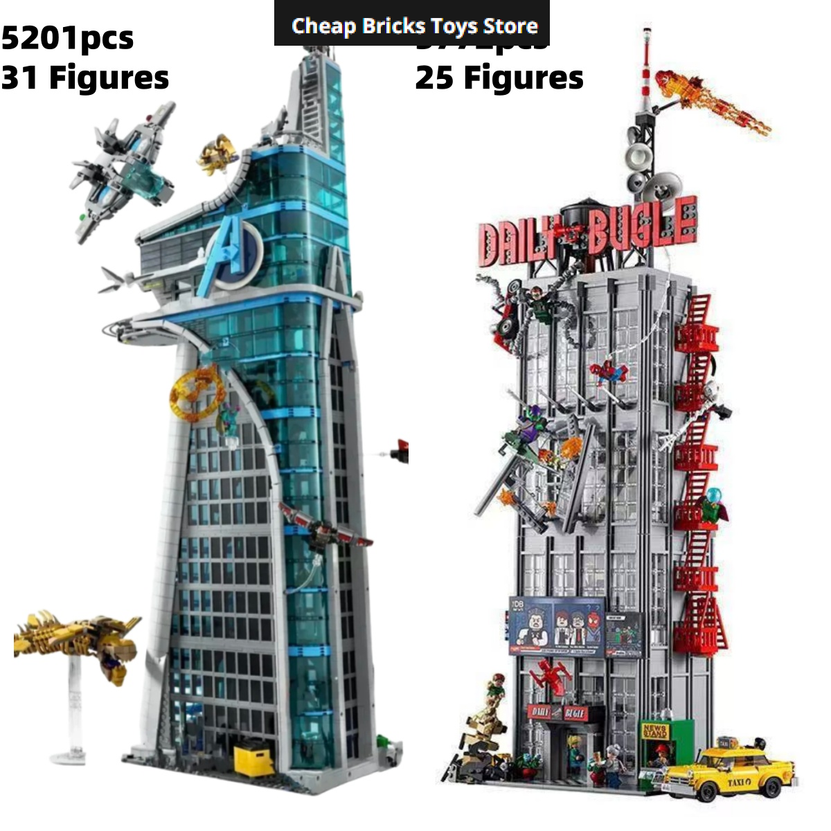 Najtańszy model z klocków 2026 Moc The Bugle Building Of Daily Avengers Tower, zabawka świąteczna dla rodziny, dekoracja, prezent.