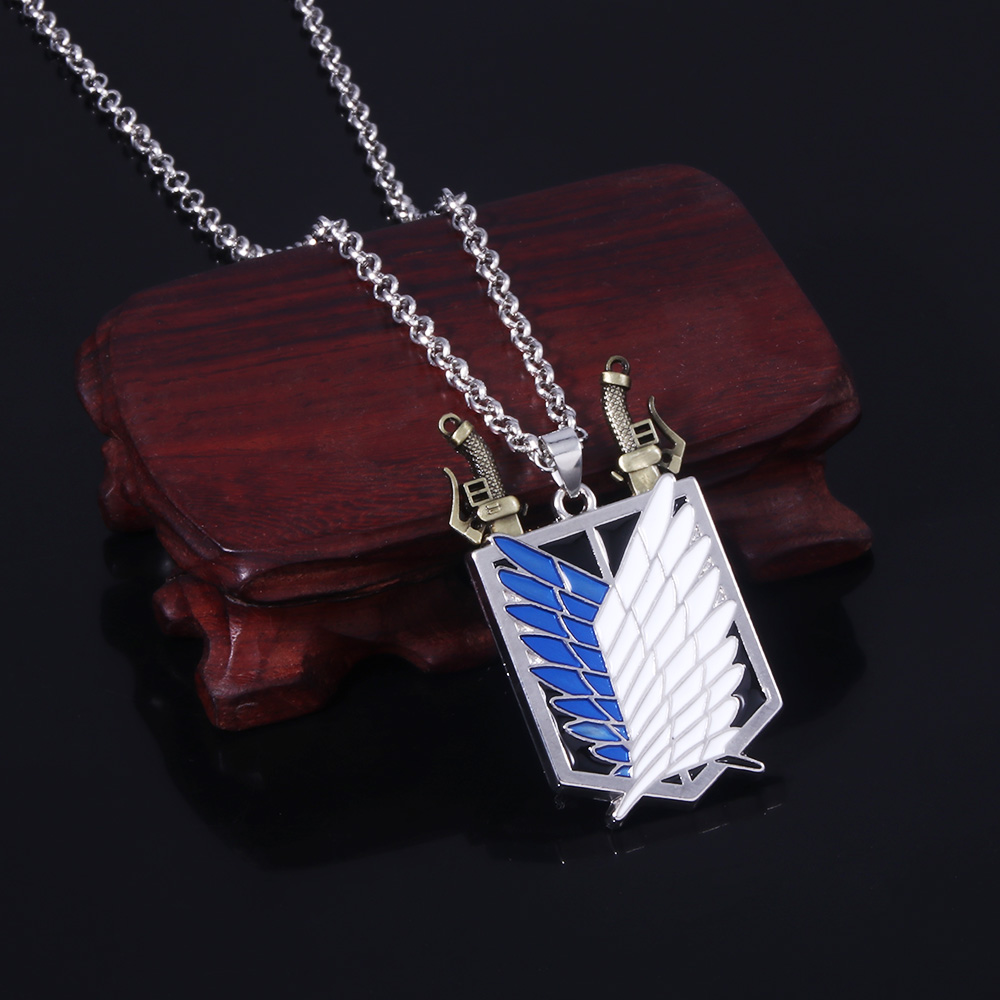 อะนิเมะโจมตีบน Titan สร้อยคอ Shingeki No Kyojin Wings of Freedom Survey ดาบ Punk สร้อยคอจี้สําหรับผู้หญิงผู้ชายเครื่องประดับ