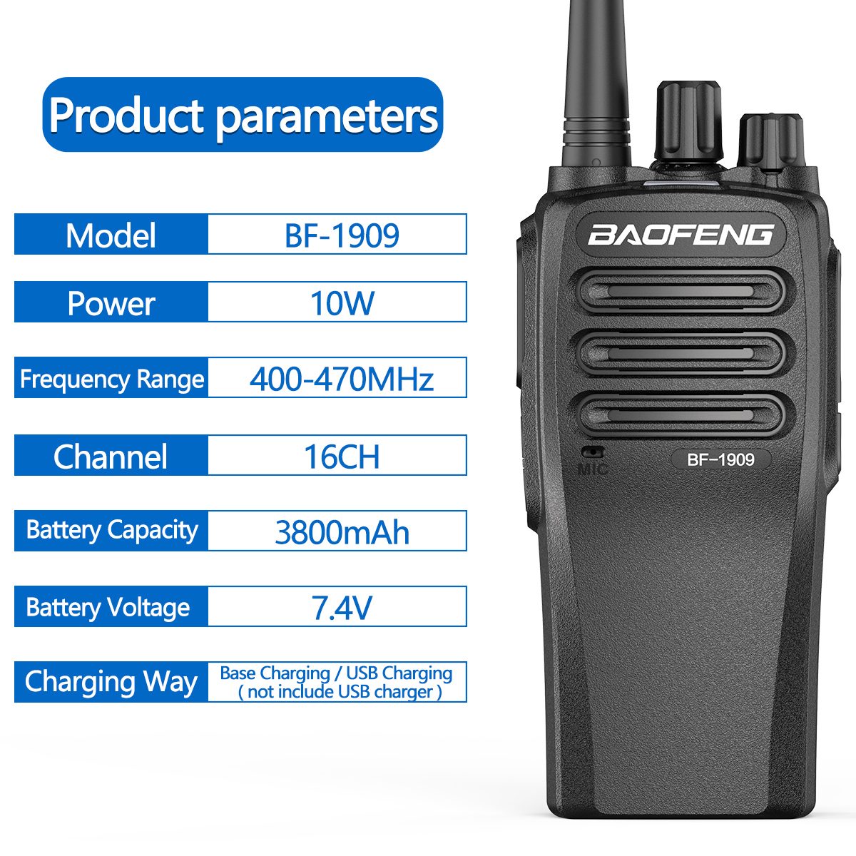 1pcs baofeng BF-1909 1909D UHF 400-470MHz 10 watts walkie talkie