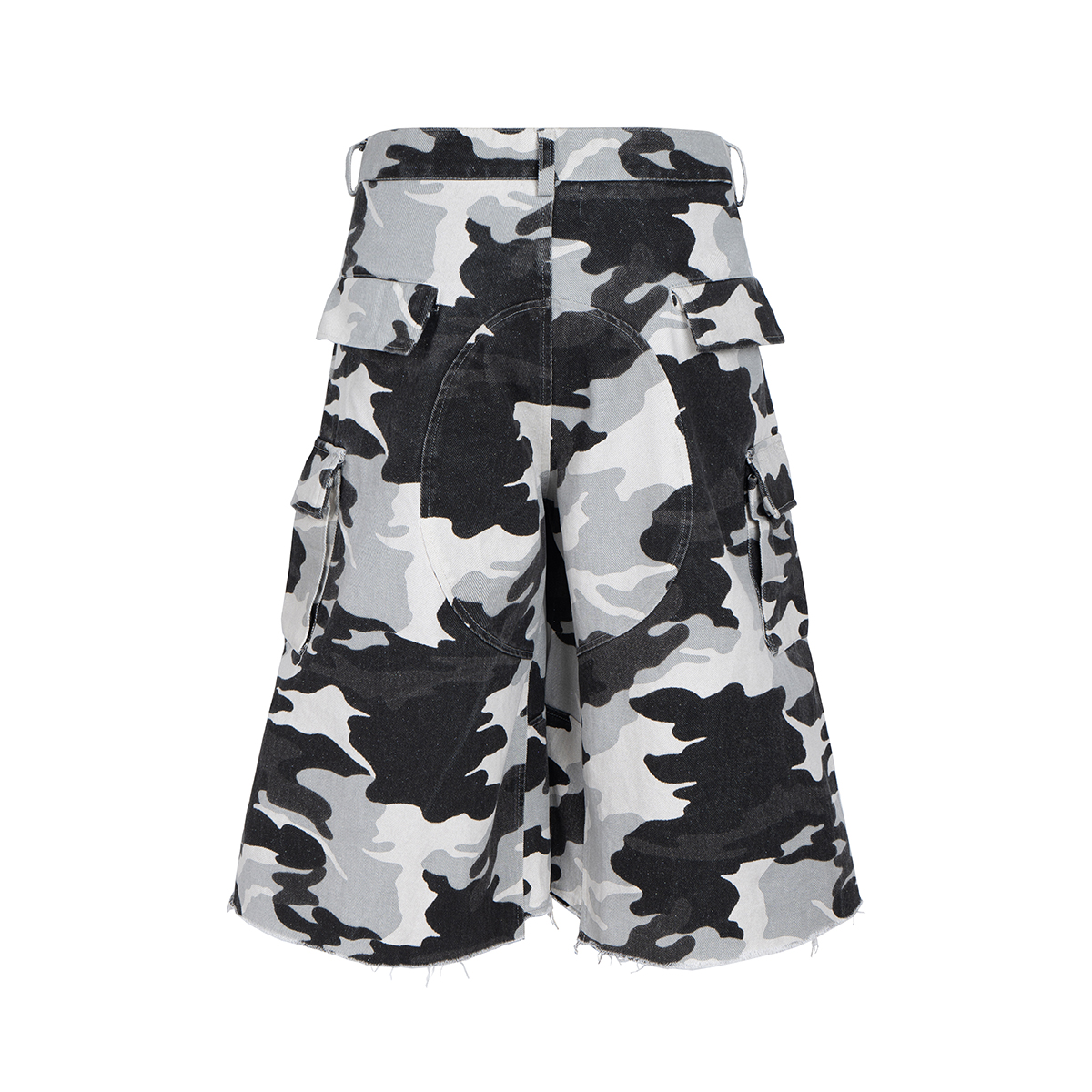 Nieuwe zomer gecoate glitter camouflage zeven kwart shorts voor mannen patchwork vintage casual baggy over de knie shorts oversized