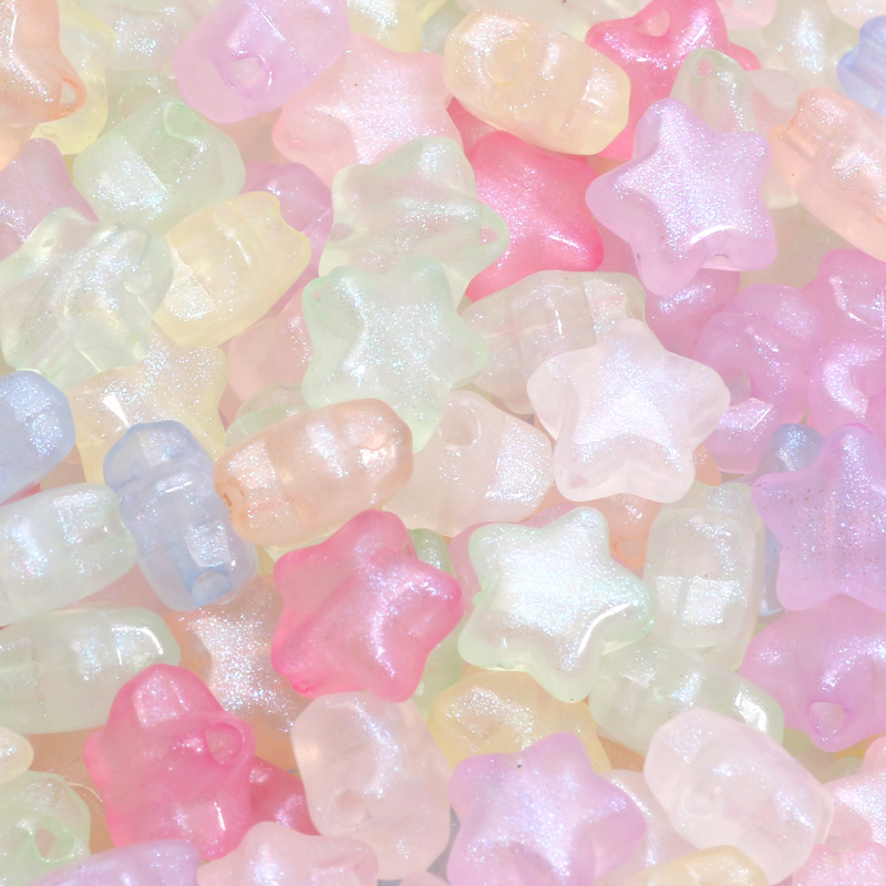 50 stücke 10mm Meerjungfrau Farbe Glänzende Stern Perlen Acryl Lose Spacer Perlen Für Schmuck Machen Diy Charms Armband Halskette ohrringe