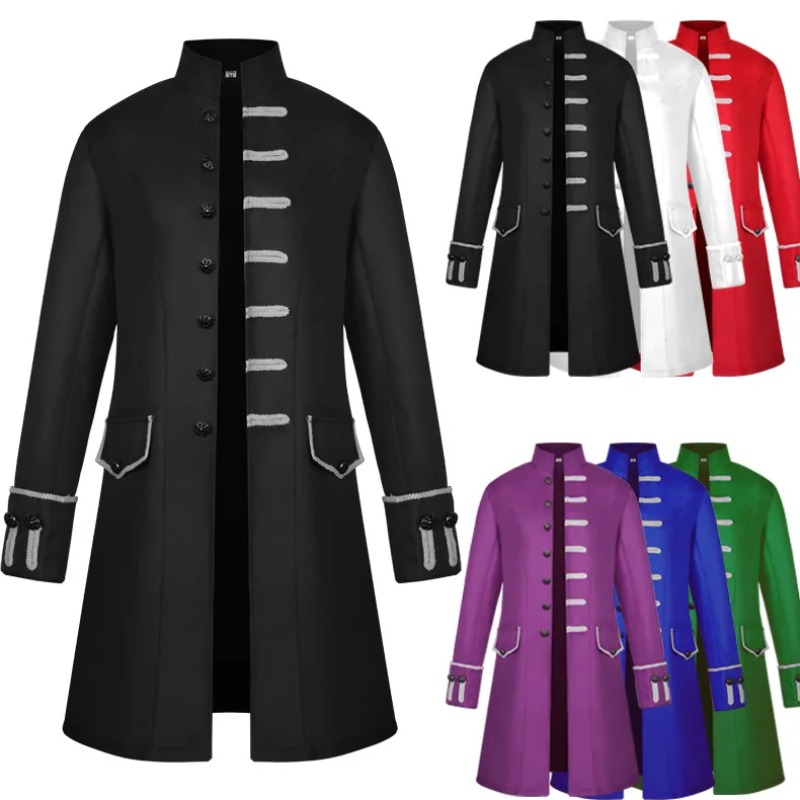 Chaqueta larga Vintage para hombre, uniforme victoriano, abrigo gótico Steampunk