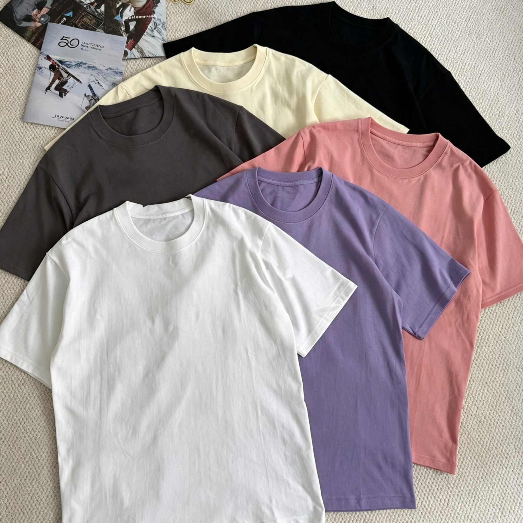 Camiseta masculina branca sólida, estilo Old Money de luxo, 100% algodão, macia, slim fit, básica, de designer, para o dia a dia, casual.