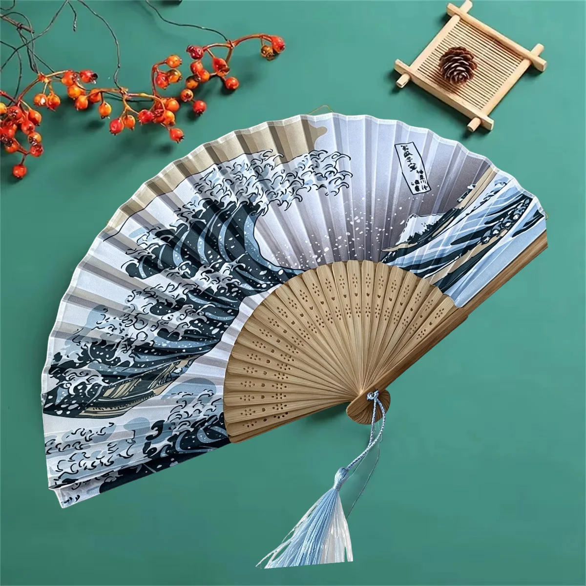 Handheld Folding Ancient Style Fan, Portable And Beautiful, With Tassel To Enhance Atmosphere, Great Prop For Photos
