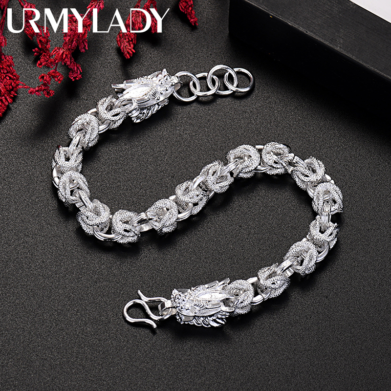Noble 925 Sterling Silver Exquisite dragon head bracelets for man women fashion designer jewelry wedding party holiday gifts