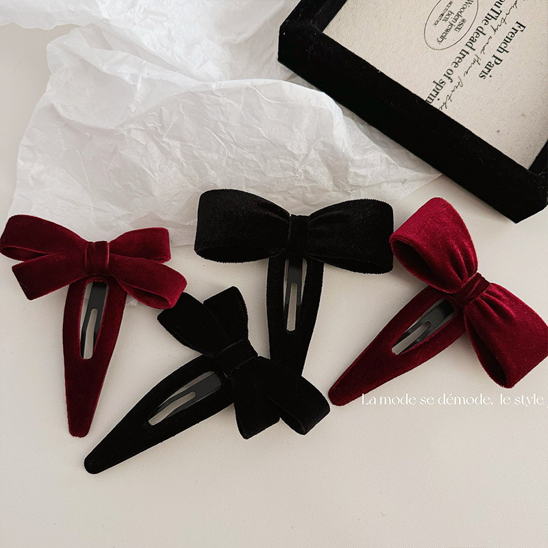 Clip BB minimalista con lazo, pasadores nuevos de color rojo vino, Clip LATERAL para otoño e invierno, nuevo Clip para flequillo, pasadores recortados para el cabello, tocado