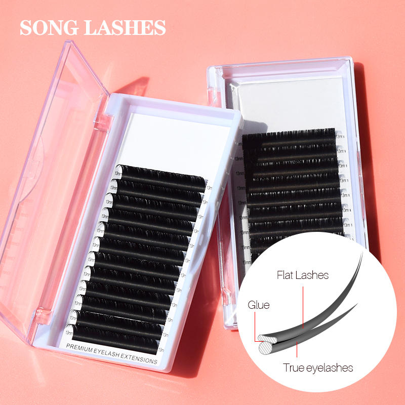 LIED WIMPERS Nieuwe Pure Donkere Stijlen Platte Ellips Wimperverlenging Split Tips Ellipsvormige Natuurlijke licht valse Ellips