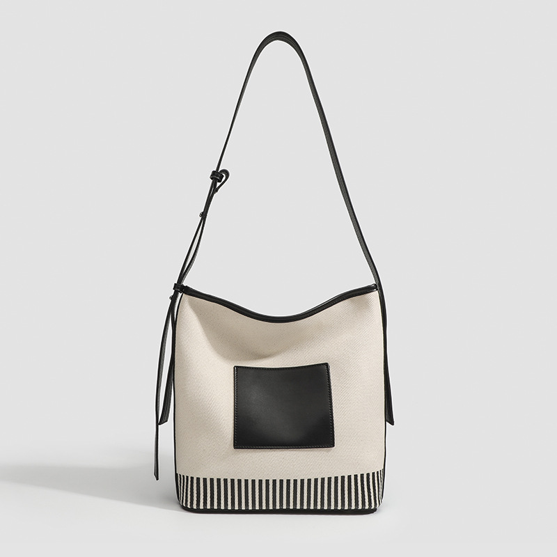 Fashion Canva Shoulder Bag Large Capacity Top Handbag Office Women's Commuter Bags Vegan Leather Female Composite Bucket 2025