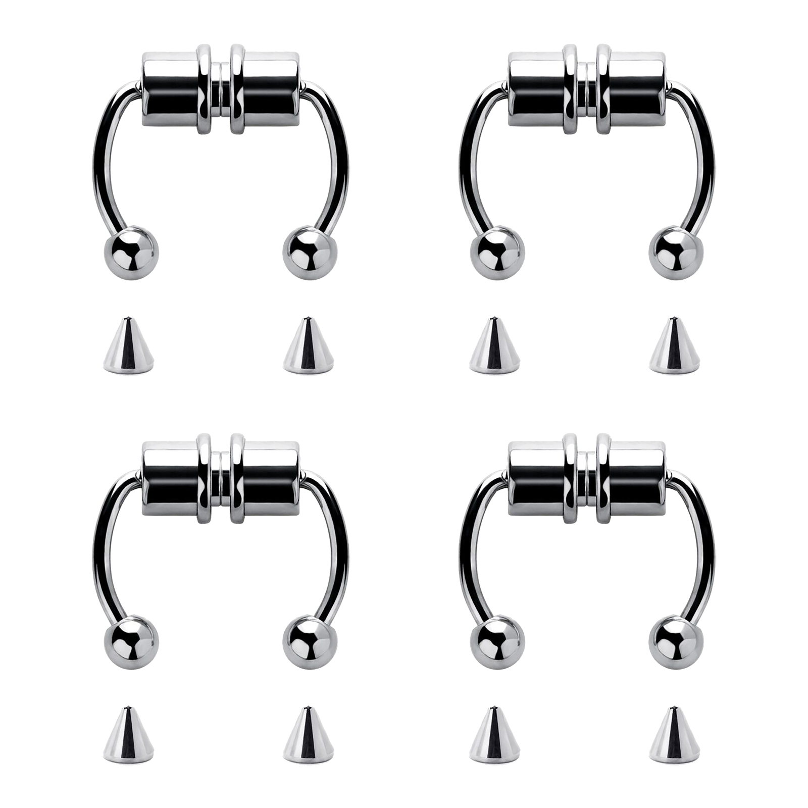 1/4Pcs Women Fake Piercing Nose Ring Hoop Septum Piercing Nose Clip Rock HipHoop Stainless Steel Magnet Fashion Body Jewelry