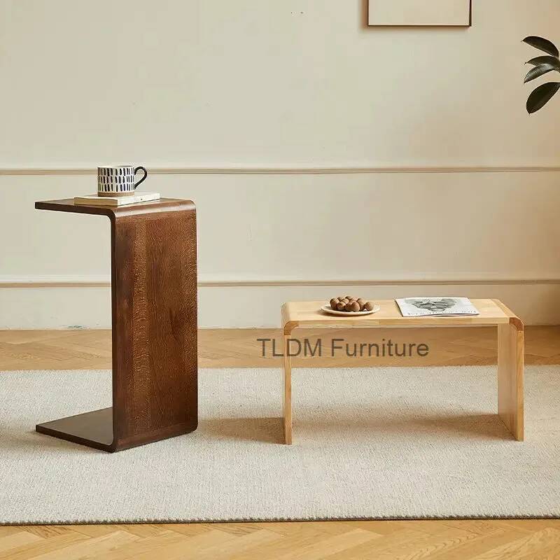 Massivholz Couchtisch Wohnzimmer Home Sofa Beistelltisch Kleiner Tisch Modernes Schlafzimmer Nachttische Rack C-förmige Couchtische
