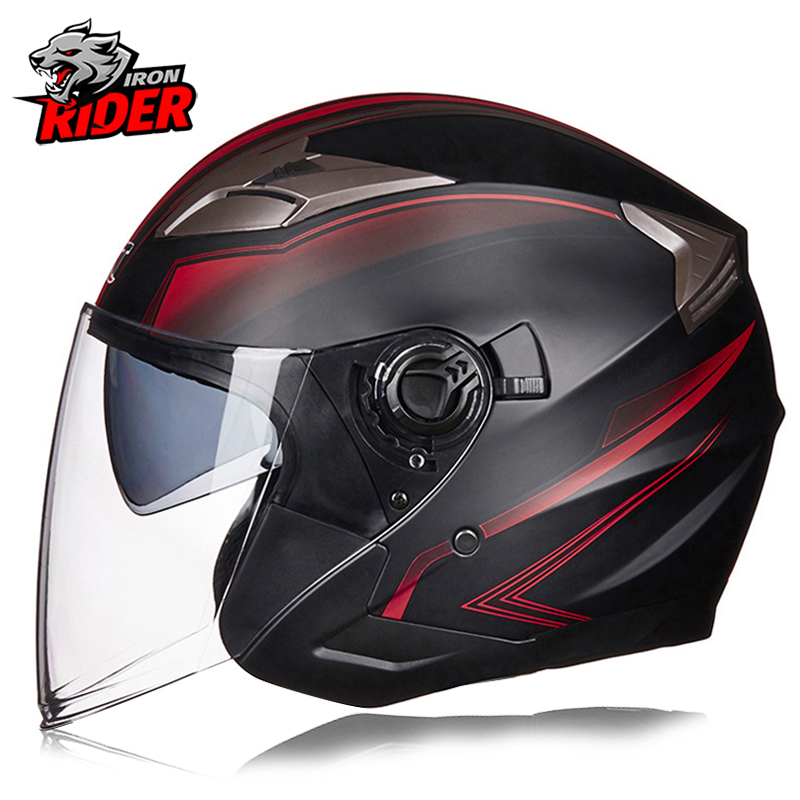 Kask motocyklowy Half Face Double Lens Cool Casco Moto Four Seasons Mężczyźni Kobiety Moda uliczna Kask Capacete De Moto Safety