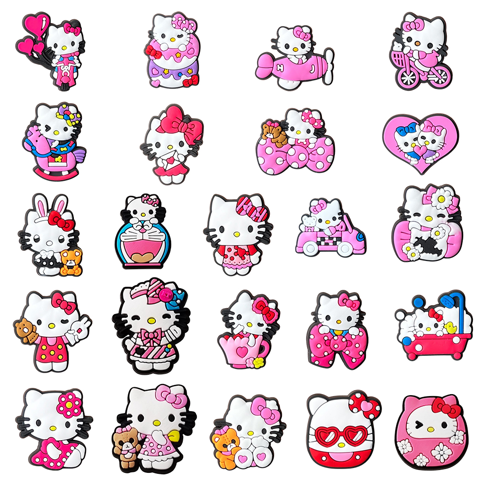 5-23 PIÈCES MESUCA Breloques de chaussures Hello Kitty en PVC, décoratives et détachables, pour sandales, sabots, sacs et bracelets, imperméables, vente en gros, pour cadeau de Noël