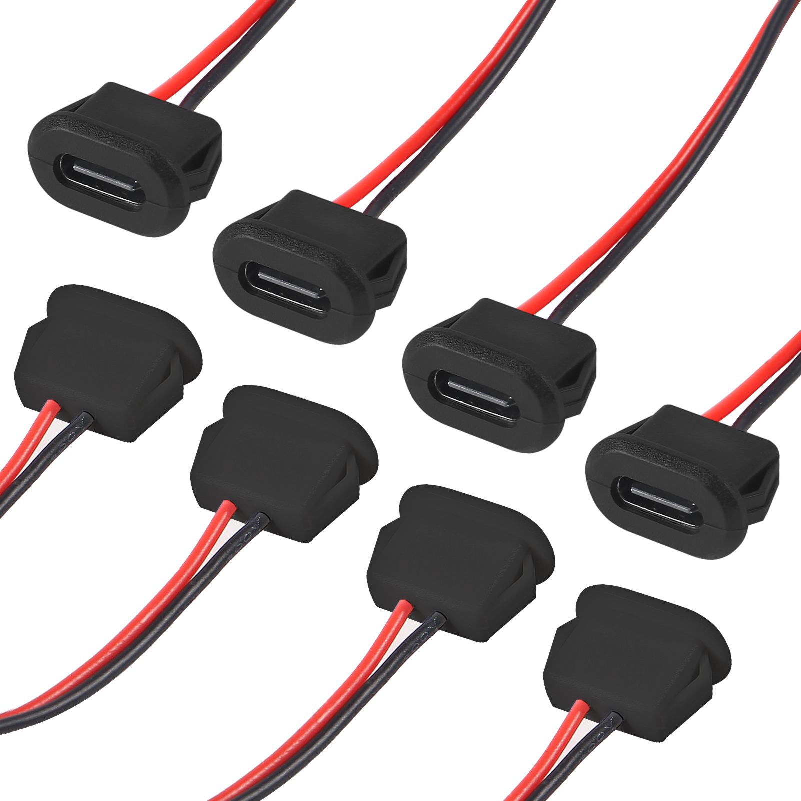 10PCS USB Type-C กันน้ํา USB Connector การบีบอัดโดยตรงฐานหญิงซ็อกเก็ตหญิงชาร์จอินเทอร์เฟซลวดเชื่อม