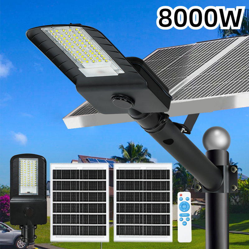 8000w luz solar ao ar livre 25000mah luz de rua solar com sensor movimento lâmpada parede do jardim à prova dwaterproof água solar poderosa luz de rua