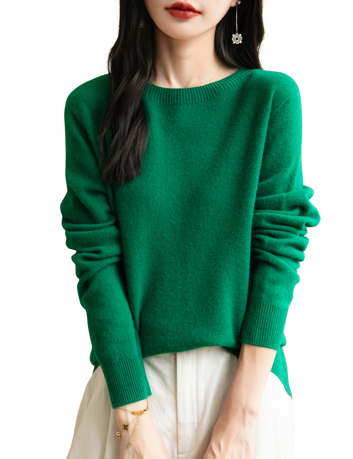 Maglione moda per donna 100% lana merino autunno inverno caldo morbido O-collo maniche lunghe maglia pullover maglione maglione femminile top