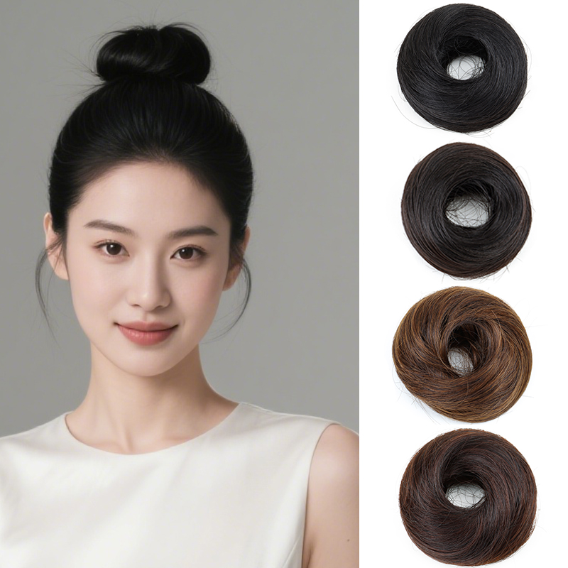 Synthetic Messy Bun Hair Piece Chignon Extension Mini Rubber Band Hair Bun Scrunchies Donut Hair Accessory Easy to Wear