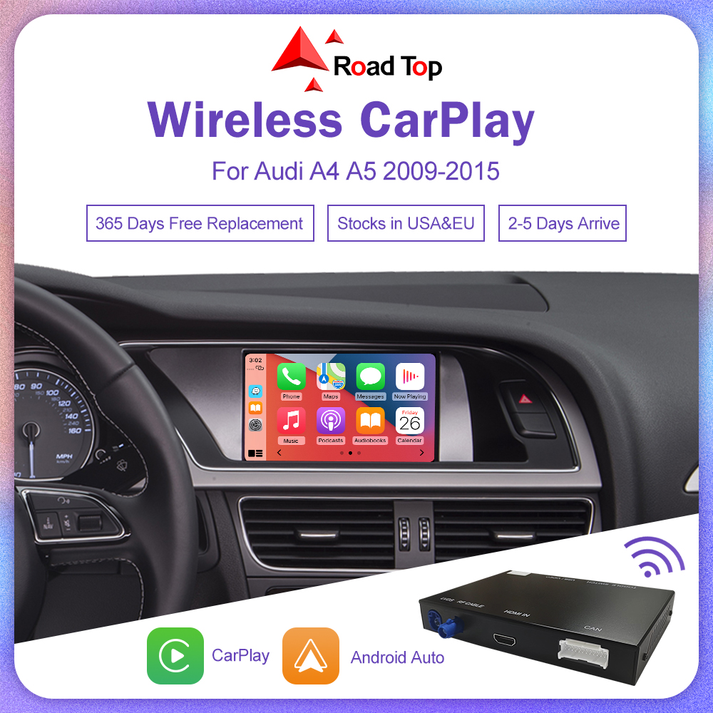 Carplay inalámbrico para Audi A4 B8 A5 Q5 2009-2015, compatible con Apple Carplay Android Auto AirPlay Mirroring cámara trasera reproductor USB