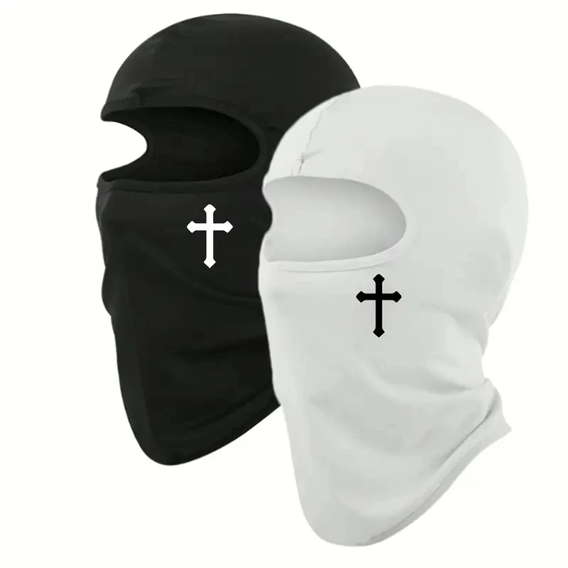 Respirável preto cruz balaclava bonés para homens rosto máscara de esqui gorro quatro estações bicicleta caminhadas esportes ao ar livre ferramenta bonnet